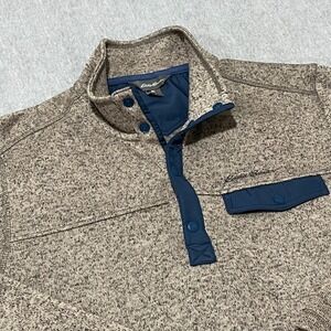 Eddie Bauer Mens Large Gray Marled Sweater Fleece Snap Pullover 13702980